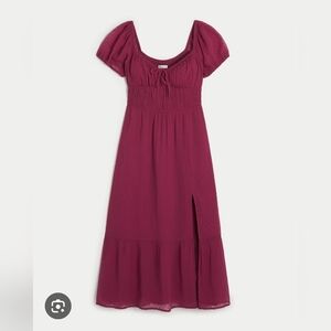 Hollister Wine/Pink Puff Sleeve Dress